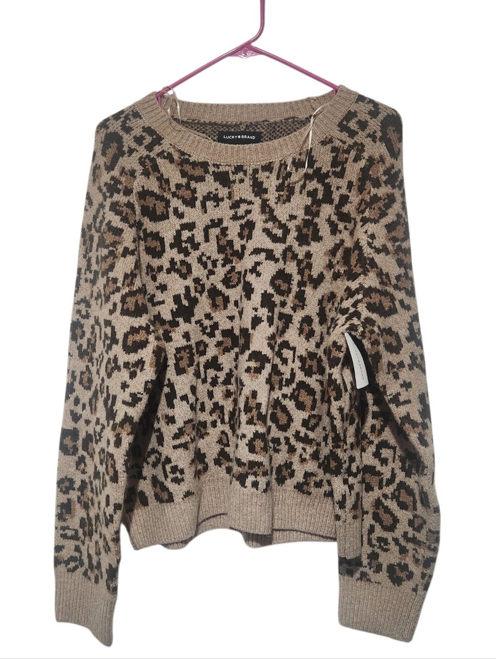 Lucky Brand Leopard Sweater Crewneck Size L New With Tag